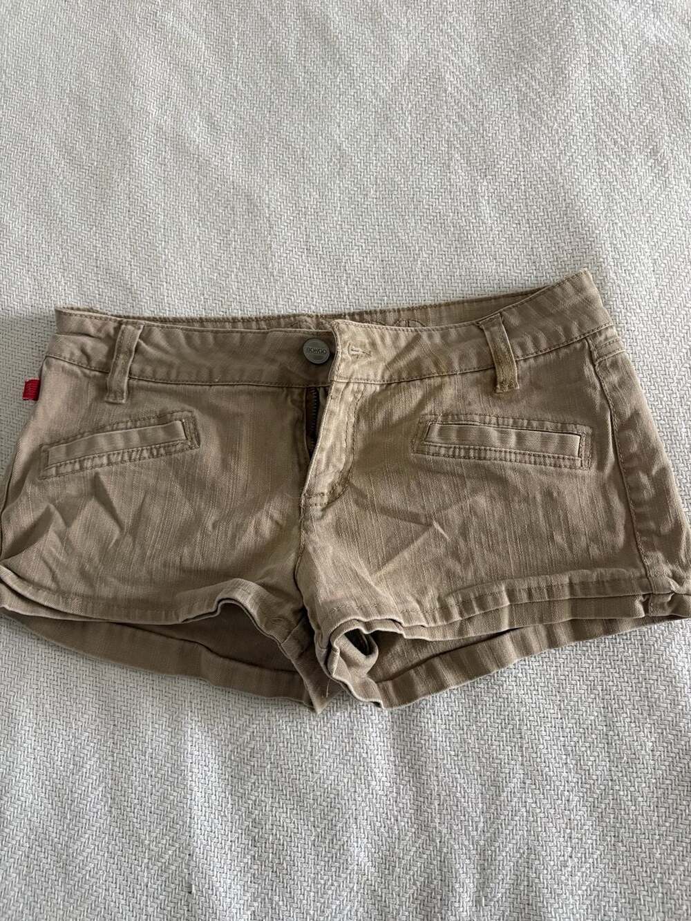 Bongo Women's Tan Low Rise Utility Denim Shorts Size 7